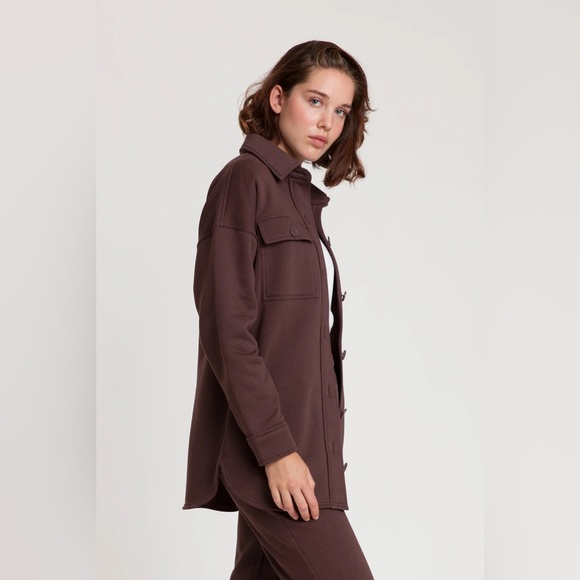 LAZYPANTS NWOT WOMEN’S TERRY FLEECE SHACKET/ terracotta - Picture 2 of 14